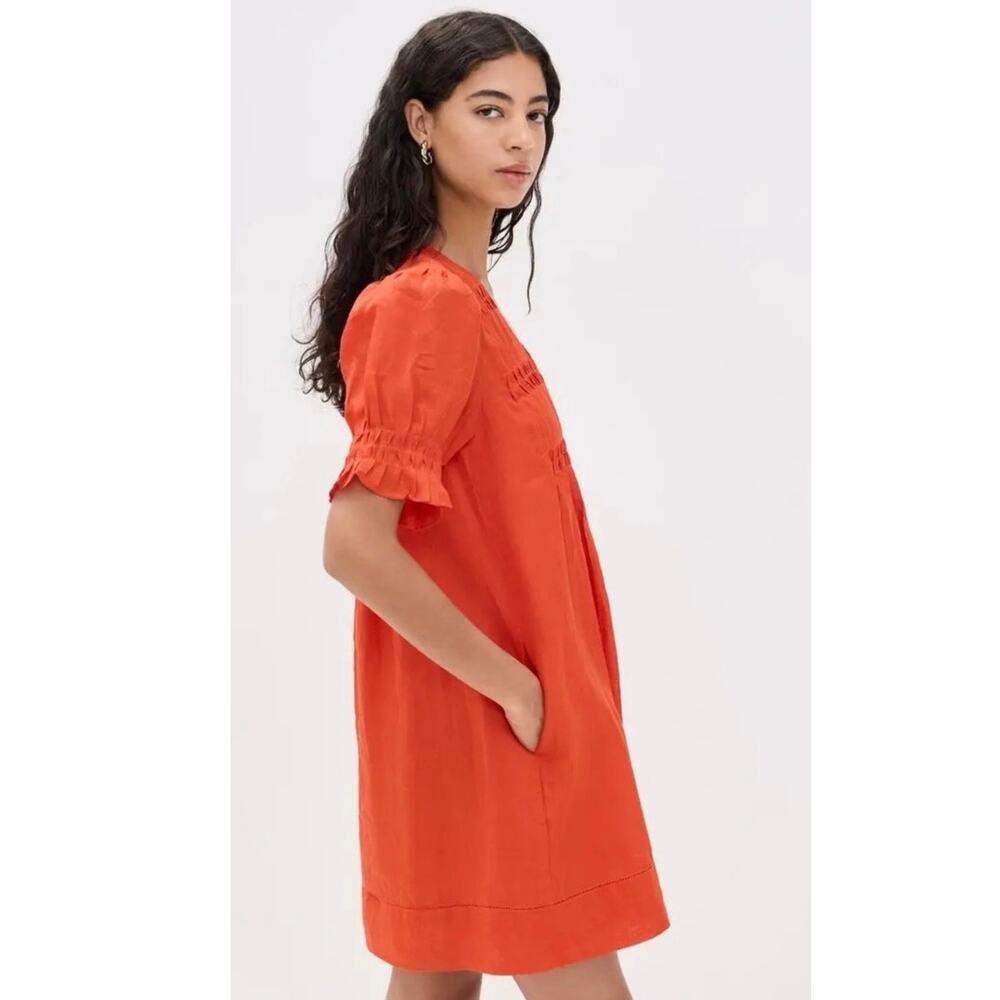 SEA NEW YORK Zora Button-Down Mini Dress in Chilie Medium Ramie Boho EUC - Picture 5 of 10
